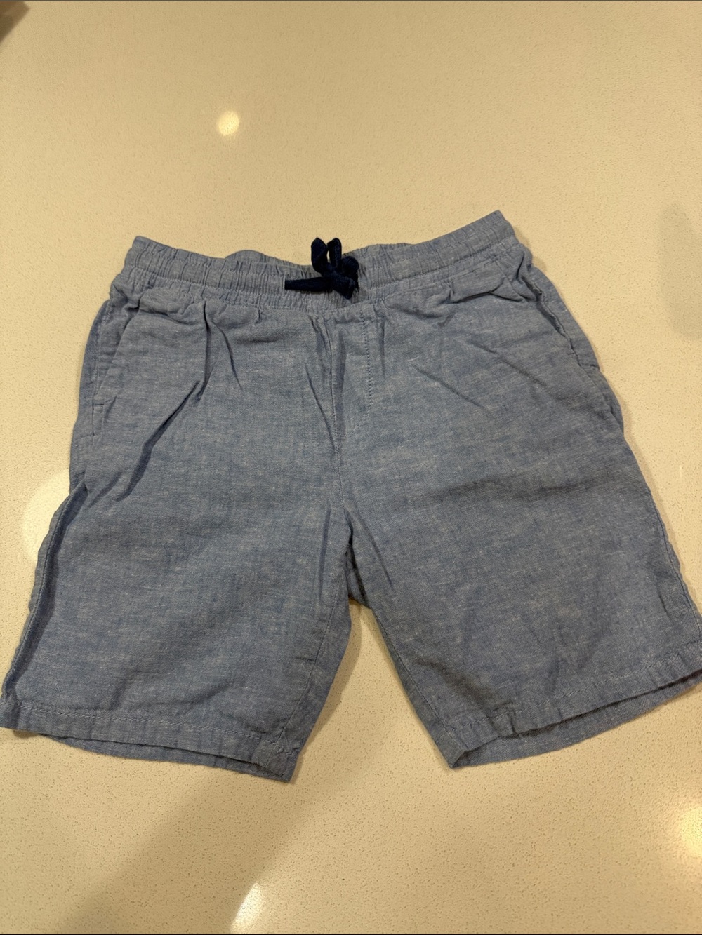 H&M Blue Chambray Kids Drawstring Linen-Blend Shorts